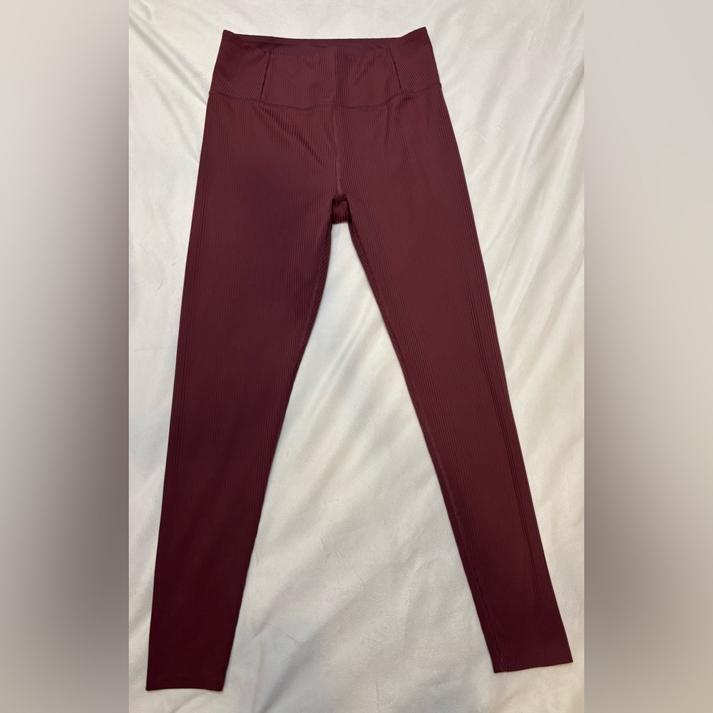 Girlfriend Collective Pink/Mauve Leggings Luxurious Ribbed Bottoms 27”